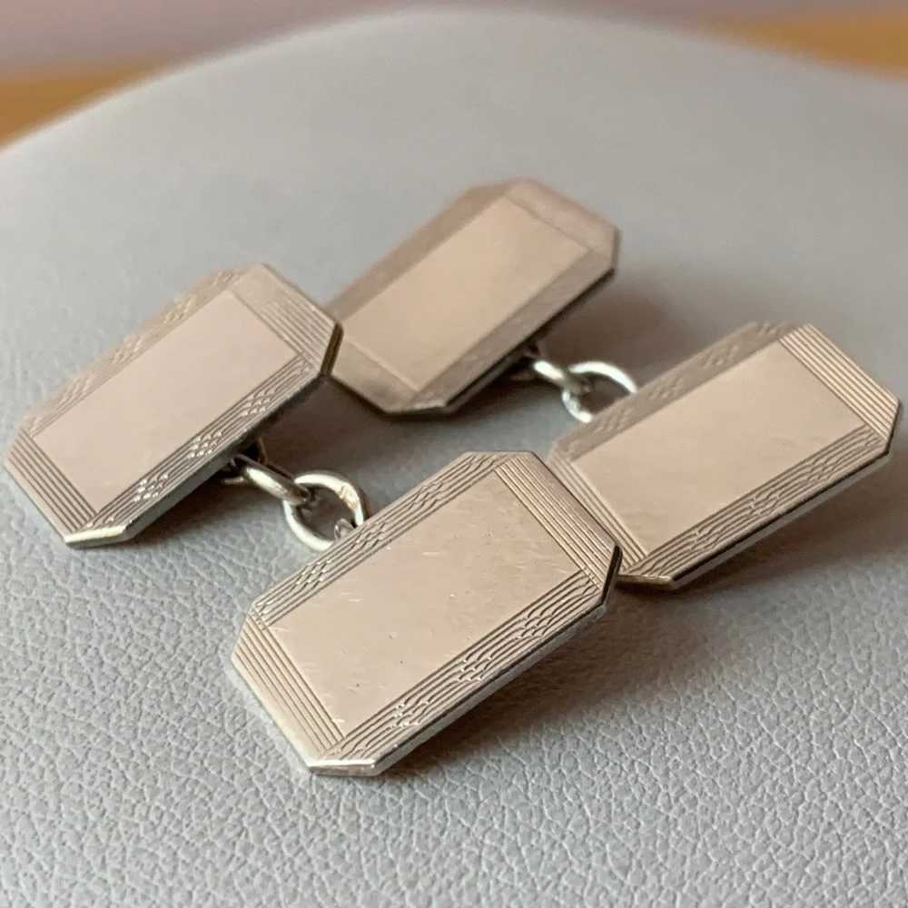 HENRY GRIFFITH & SONS ANTIQUE ENGLISH STERLING SILVER CUFFLINKS HALLMARKED